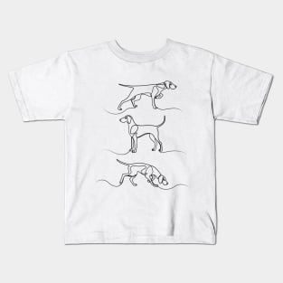 Continuous Line Weimaraners (Black and White) Kids T-Shirt